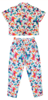 Clothe Funn Girls Fly Printed Co-Ord Set, White
Cap Sleeve Shirt & Pant
