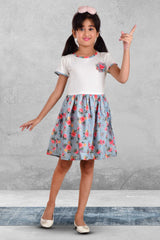 Clothe Funn Girls Floral Printed Frock with Belt, Off White & Grey
Short Sleeves Frock