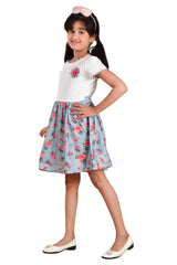 Clothe Funn Girls Floral Printed Frock with Belt, Off White & Grey
Short Sleeves Frock