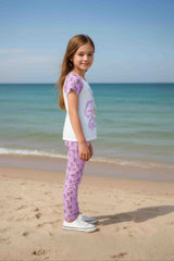 Clothe Funn Girls Glowy Printed Half Sleeve T-Shirt & Pant Set, White/Purple
Half Sleeve T-Shirt & Pant