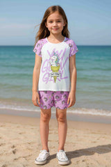 Clothe Funn Girls Glowy Printed Half Sleeve T-Shirt & Shorts Set, White/Purple
Half Sleeve T-Shirt & Shorts