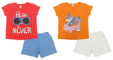 Clothe Funn Girls Printed Half Sleeve T-Shirts & Shorts Set, Orange/White & Coral/White (Pack of 2)
Half Sleeve T-Shirt & Shorts