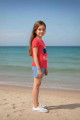 Clothe Funn Girls Printed Half Sleeve T-Shirts & Shorts Set, Orange/White & Coral/White (Pack of 2)
Half Sleeve T-Shirt & Shorts