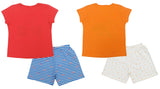 Clothe Funn Girls Printed Half Sleeve T-Shirts & Shorts Set, Orange/White & Coral/White (Pack of 2)
Half Sleeve T-Shirt & Shorts