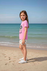 Clothe Funn Girls Chest Printed Half Sleeves T-Shirts & Shorts Sets, Pink/White & White/Pink (Pack of 2)
Half Sleeve T-Shirt & Shorts