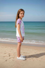 Clothe Funn Girls Chest Printed Half Sleeve T-Shirts & Shorts Sets, White/Pink & White/Purple (Pack of 2)
Half Sleeve T-Shirt & Shorts
