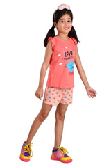 Clothe Funn Girls Heart Printed Set, Coral /Peach
T-Shirt & Shorts