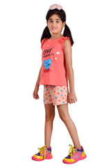 Clothe Funn Girls Heart Printed Set, Coral /Peach
T-Shirt & Shorts
