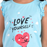 Clothe Funn Girls Heart Printed Set, Sky Blue/Pink
T-Shirt & Shorts