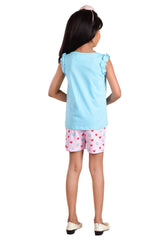 Clothe Funn Girls Heart Printed Set, Sky Blue/Pink
T-Shirt & Shorts
