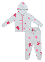 Clothe Funn Girls Star Printed Hooded Jacket & Track Pant Set, Ecru Melange
Full Sleeve Jacket & Pant
