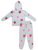 Clothe Funn Girls Star Printed Hooded Jacket & Track Pant Set, Ecru Melange
Full Sleeve Jacket & Pant