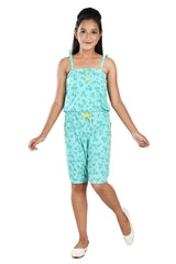 Clothe Funn Girls Floral Printed Jumpsuit, Mint Green
Knee Length Jumpsuit