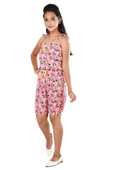 Clothe Funn Girls Cartoon Printed Jumpsuit, Neon Pink
Knee Length Jumpsuit