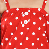 Clothe Funn Girls Dotted Printed Jumpsuit, Red
Knee Length Jumpsuit