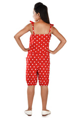 Clothe Funn Girls Dotted Printed Jumpsuit, Red
Knee Length Jumpsuit