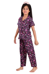 Clothe Funn Girls Letter Printed Night Suit, Black
Half Sleeve Shirt & Pant