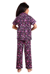 Clothe Funn Girls Letter Printed Night Suit, Black
Half Sleeve Shirt & Pant