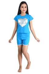 Clothe Funn Girls Limited Edition Printed Crop Top Set, Scuba Blue
Crop Top & Shorts