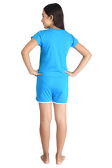 Clothe Funn Girls Limited Edition Printed Crop Top Set, Scuba Blue
Crop Top & Shorts