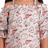 Clothe Funn Girls Love Printed Co-Ord Set, Tuscan & Peach
Top & Shorts