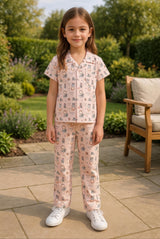 Clothe Funn Unisex Cotton Printed Night Suit, Crystal Pink