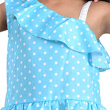 Clothe Funn Girls Polka Dotted Off Shoulder Fancy Dress, Blue
Off Shoulder Frock