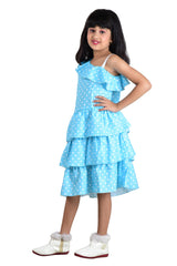 Clothe Funn Girls Polka Dotted Off Shoulder Fancy Dress, Blue
Off Shoulder Frock