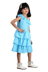 Clothe Funn Girls Polka Dotted Off Shoulder Fancy Dress, Blue
Off Shoulder Frock
