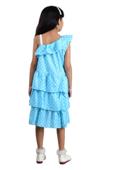 Clothe Funn Girls Polka Dotted Off Shoulder Fancy Dress, Blue
Off Shoulder Frock