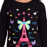 Clothe Funn Girls Paris Printed Coordinate Set, Black/Fuschia
Full Sleeve T-Shirt & Pant