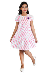 Clothe Funn Girls Polka Dotted Frock, White
Short Sleeves Frock