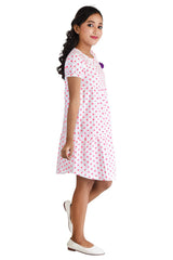 Clothe Funn Girls Polka Dotted Frock, White
Short Sleeves Frock