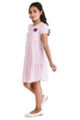 Clothe Funn Girls Polka Dotted Frock, White
Short Sleeves Frock