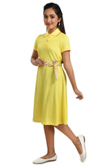 Clothe Funn Girls Solid Polo Neck Frock, Yellow
Short Sleeves Frock