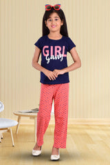 Clothe Funn Girls Printed Half Sleeve T-Shirt & Pants Set, Navy/Coral
Half Sleeve T-Shirt & Pant