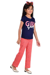 Clothe Funn Girls Printed Half Sleeve T-Shirt & Pants Set, Navy/Coral
Half Sleeve T-Shirt & Pant