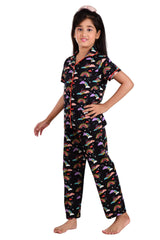 Clothe Funn Girls Rainbow Printed Night Suit, Black
Half Sleeve Shirt & Pant