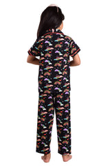 Clothe Funn Girls Rainbow Printed Night Suit, Black
Half Sleeve Shirt & Pant
