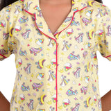Clothe Funn Girls Skate Printed Nightsuit, Lemon
Half Sleeve Shirt & Pant