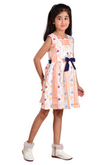 Clothe Funn Girls Bubble Printed Square Neck Sleeveless Dress, Peach
Sleeveless Frock
