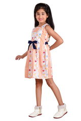 Clothe Funn Girls Bubble Printed Square Neck Sleeveless Dress, Peach
Sleeveless Frock