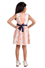 Clothe Funn Girls Bubble Printed Square Neck Sleeveless Dress, Peach
Sleeveless Frock