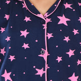 Clothe Funn Girls All-Over Star Printed Night Suit, Navy
Half Sleeve Shirt & Pant
