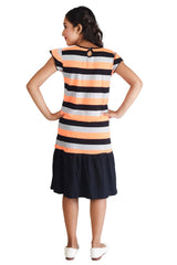 Clothe Funn Girls Stripes Printed Frock, Orange/Black
Short Sleeves Frock