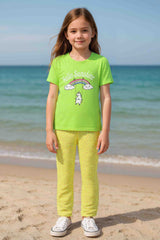 Clothe Funn Girls Sunshine Printed Half Sleeve T-Shirt & Pants Set, Green/Yellow
Half Sleeve T-Shirt & Pant