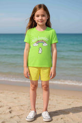 Clothe Funn Girls Sunshine Printed Half Sleeve T-Shirt & Shorts Set, Green/Yellow
Half Sleeve T-Shirt & Shorts