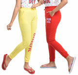 Clothe Funn Girls Printed Track Pant, DriFit, Red/Lemon (Pack of 2)
Full Length Track Pants