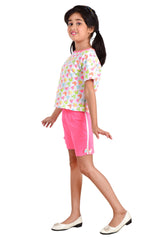 Clothe Funn Girls Trendy Heart Printed Half Sleeve T-Shirt & Shorts Set, White/Pink
Half Sleeve T-Shirt & Shorts