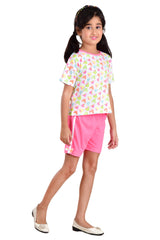 Clothe Funn Girls Trendy Heart Printed Half Sleeve T-Shirt & Shorts Set, White/Pink
Half Sleeve T-Shirt & Shorts